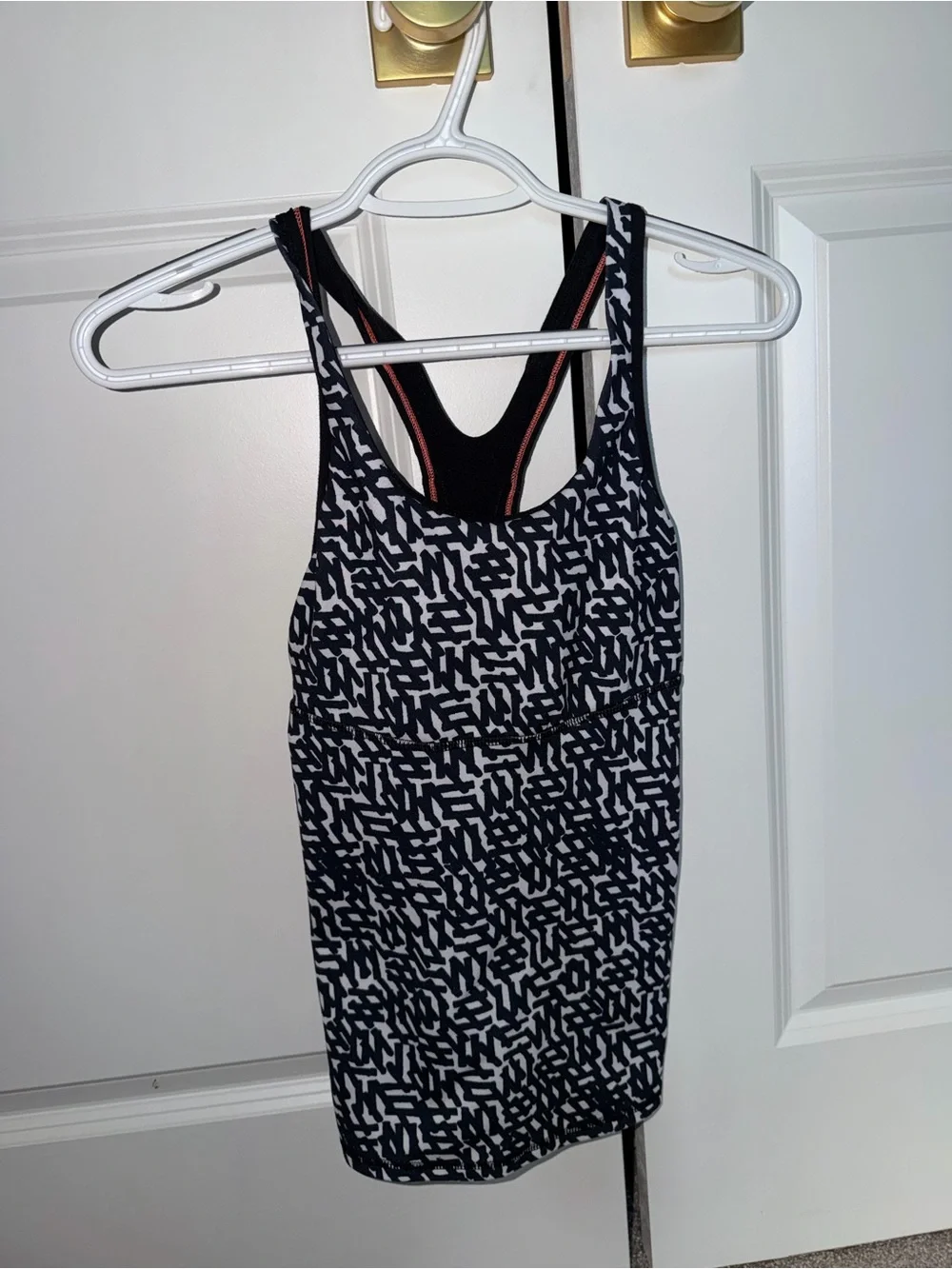lululemon athletica Black and White Patterned Workout Tank with Bra built in